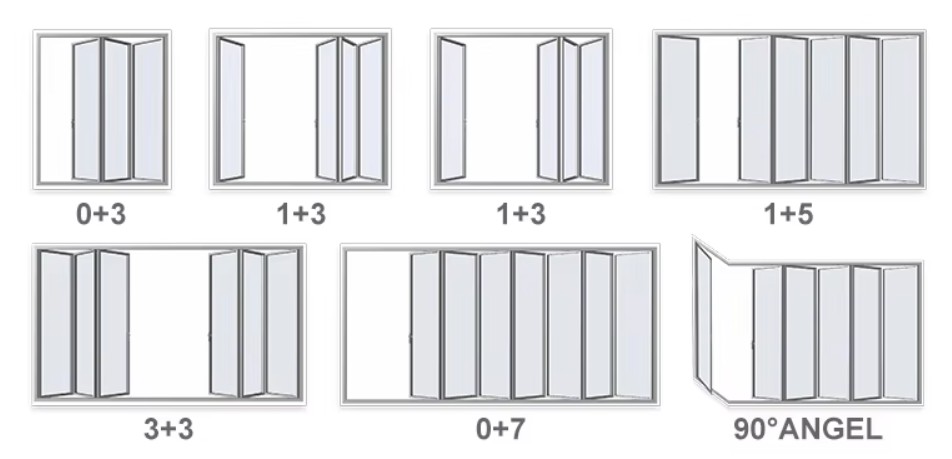 Sliding Aluminum Bifold Folding Double Glass Doors