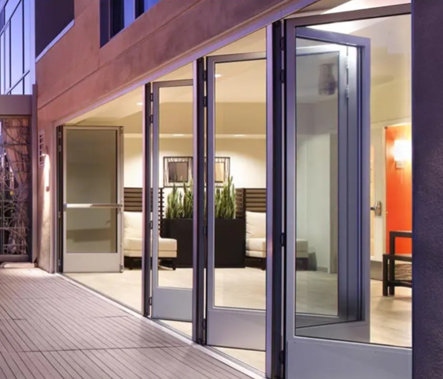 Sliding Aluminum Bifold Folding Double Glass Doors