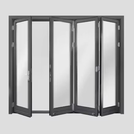 เลื่อนอลูมิเนียม bifold พับประตูกระจกคู่